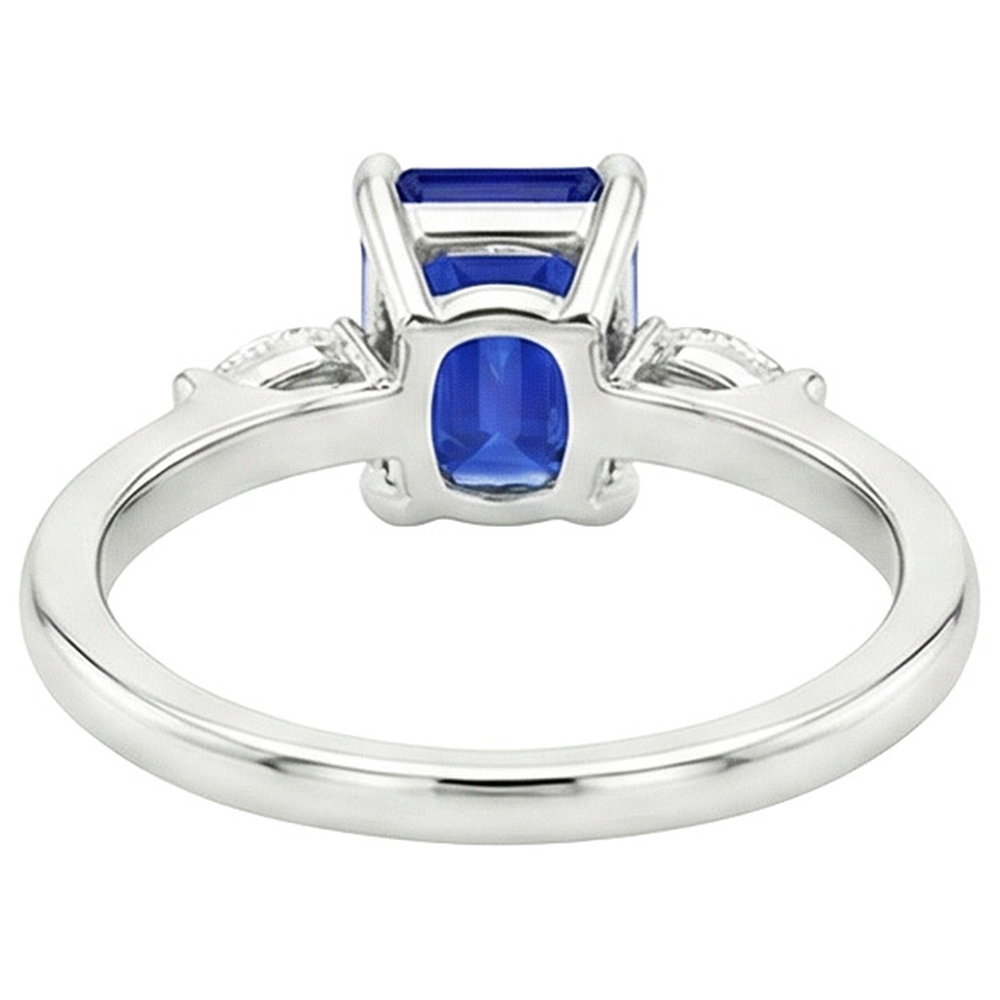 Aus der Erde Abgebauter Natürlicher Diamant 3 Steine Ring Smaragd Ceylon Saphir 3.50 Karat