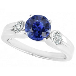 Aus der Erde Abgebauter Natürlicher Diamant 3 Steine Ring Sri Lanka Saphir Rundschliff 2.50 Karat