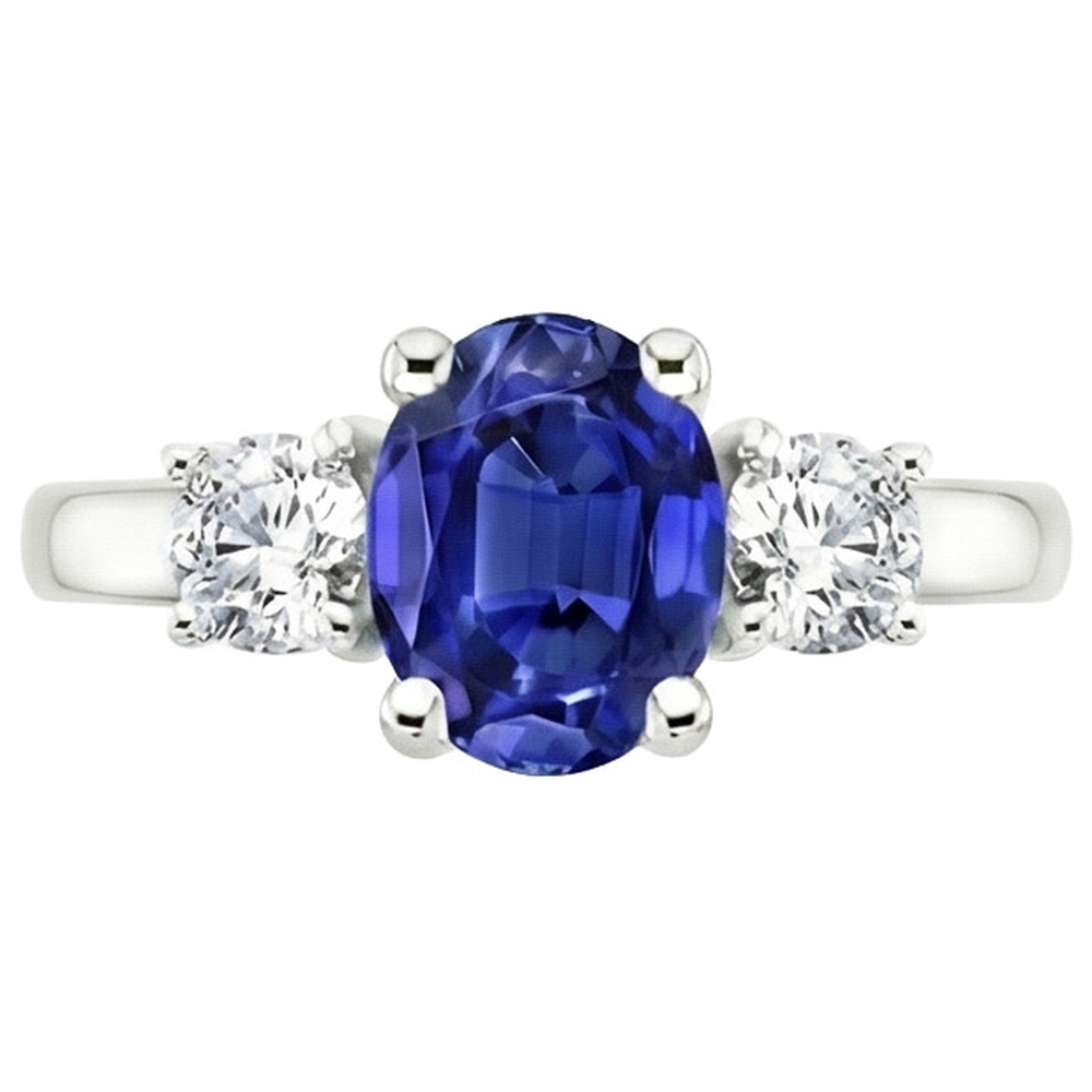 echter oval diamant 2.50Karat ring Profilansicht
