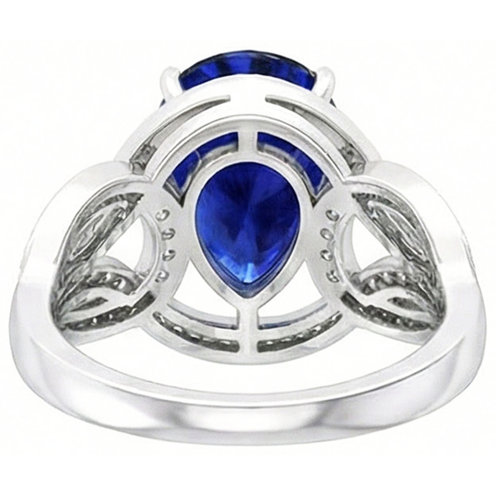 Natürlicher Diamant ( nicht im Labor gezüchtet ) Edelstein Ring Birne Vintage Style Ceylon Saphir 3 Karat Gold