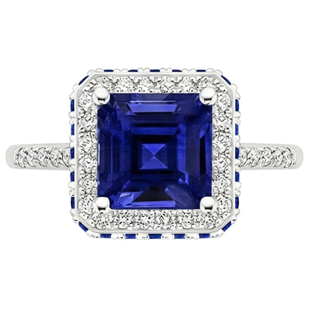 echter princess saphir 4.50Karat ring Detailansicht