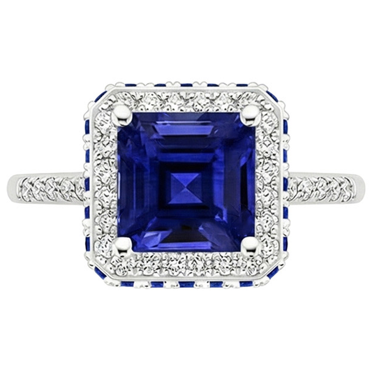 echter princess saphir 4.50Karat ring Detailansicht