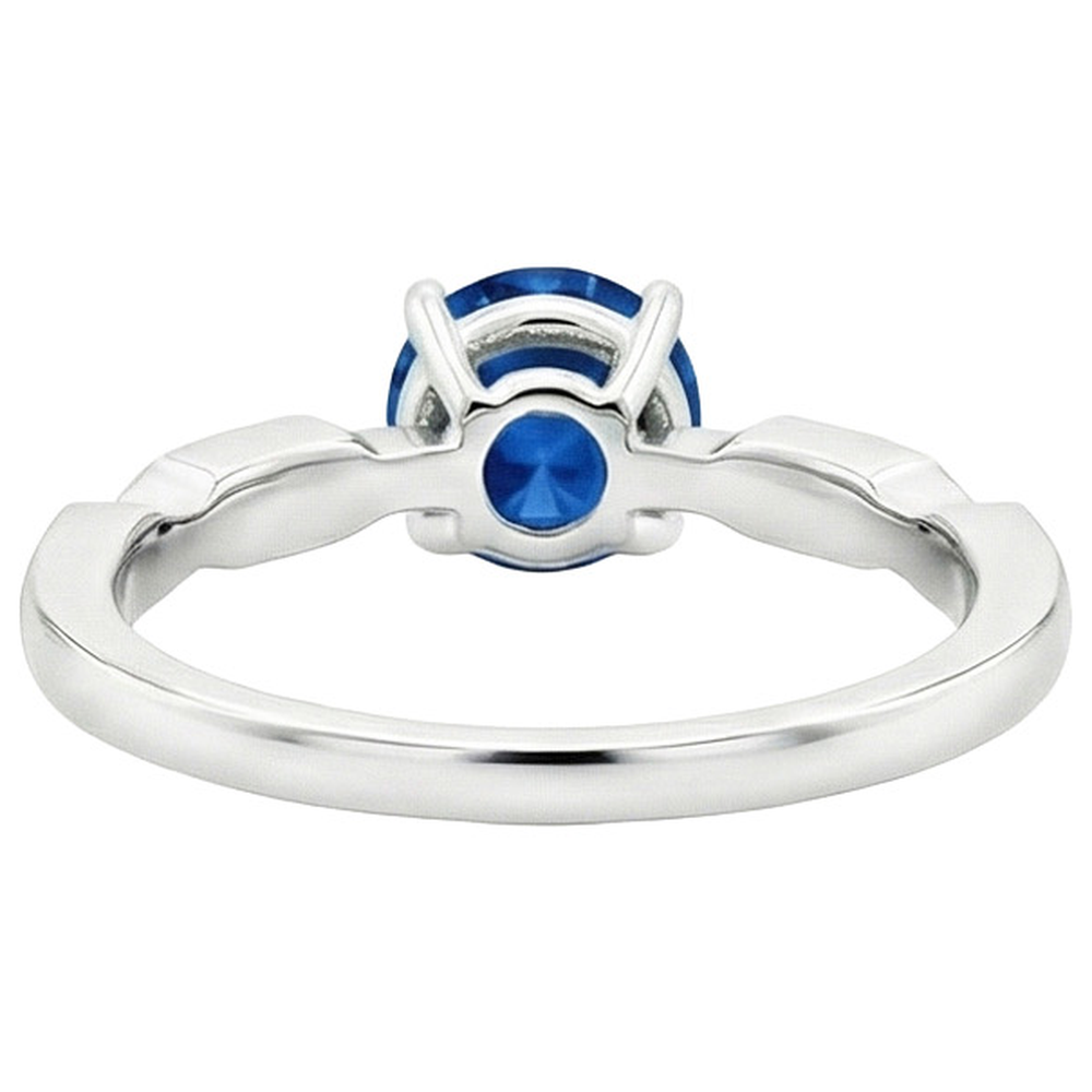 Aus der Erde Abgebauter Natürlicher Diamant-Edelstein-Ring Vintage-Stil runder blauer Saphir 2.25 Karat