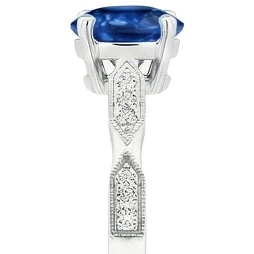 Aus der Erde Abgebauter Natürlicher Diamant-Edelstein-Ring Vintage-Stil runder blauer Saphir 2.25 Karat
