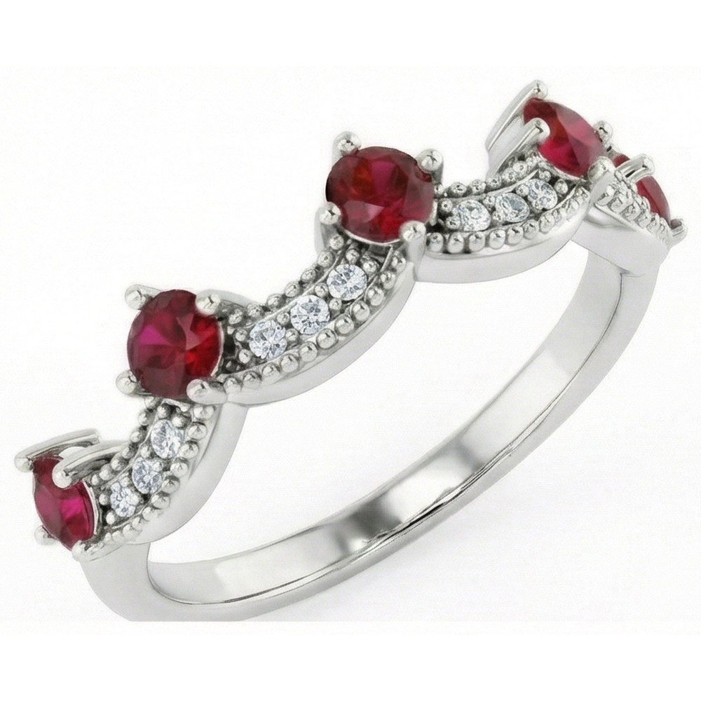 Aus der Erde Abgebauter Natürlicher Diamant Ehering 1,74 Karat Burma Rubin Damen Schmuck