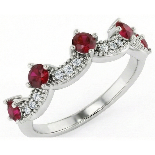 Aus der Erde Abgebauter Natürlicher Diamant Ehering 1,74 Karat Burma Rubin Damen Schmuck