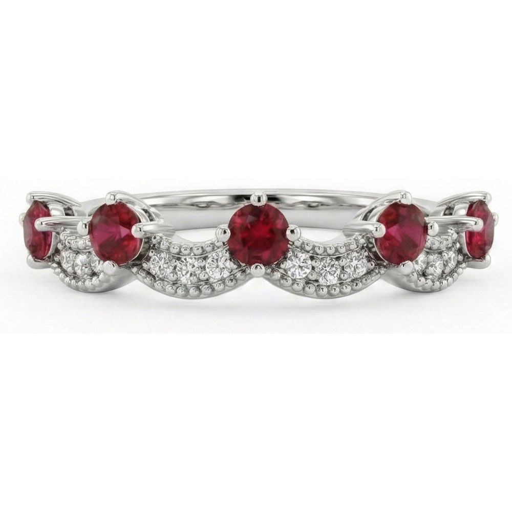 Aus der Erde Abgebauter Natürlicher Diamant Ehering 1,74 Karat Burma Rubin Damen Schmuck