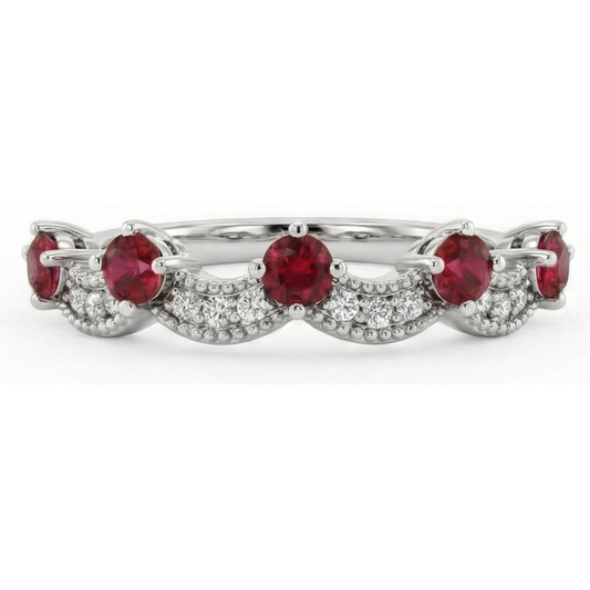 Aus der Erde Abgebauter Natürlicher Diamant Ehering 1,74 Karat Burma Rubin Damen Schmuck