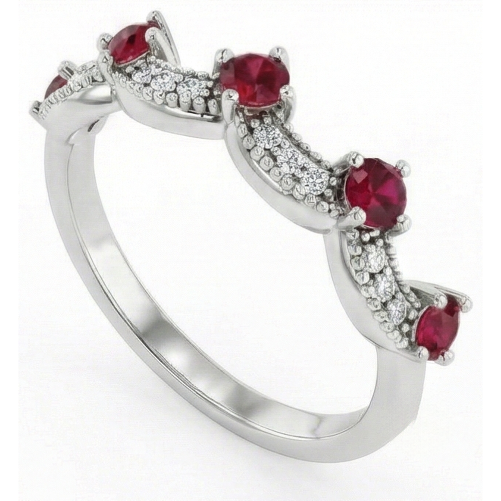 Aus der Erde Abgebauter Natürlicher Diamant Ehering 1,74 Karat Burma Rubin Damen Schmuck
