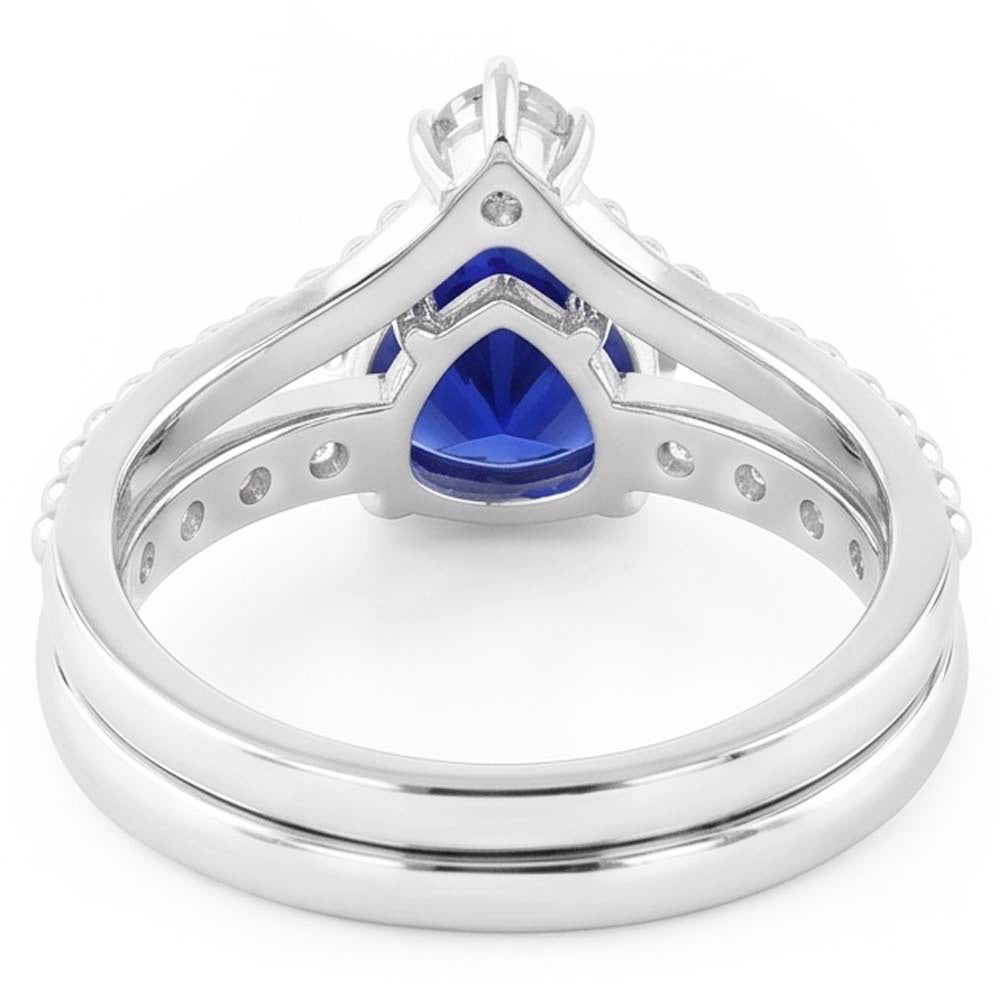 Aus der Erde Abgebauter Natürlicher Diamant-Ehering-Set Trillion natürlicher blauer Saphir 2 Karat
