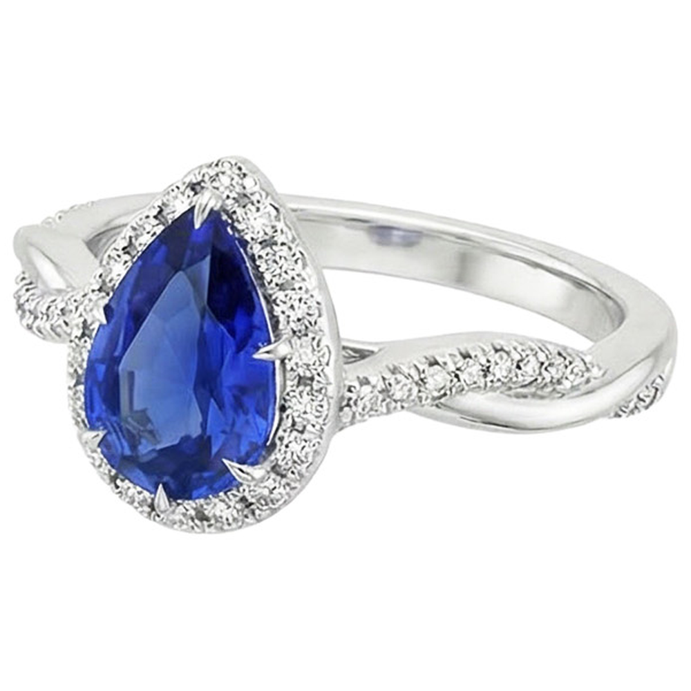 echter round saphir 5.50Karat ring Draufsicht