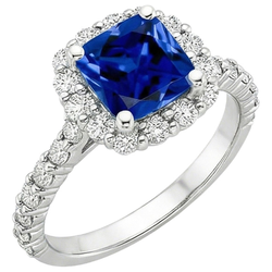 Aus der Erde Abgebauter Natürlicher Diamant Halo Edelstein Verlobungsring 3,25 Karat Ceylon Saphir Neu