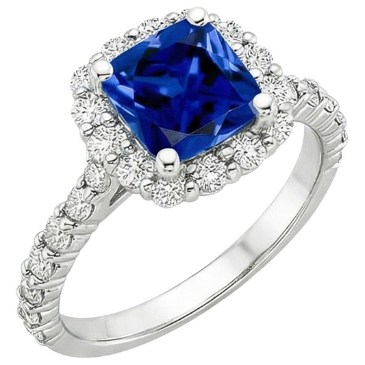 Aus der Erde Abgebauter Natürlicher Diamant Halo Edelstein Verlobungsring 3,25 Karat Ceylon Saphir Neu