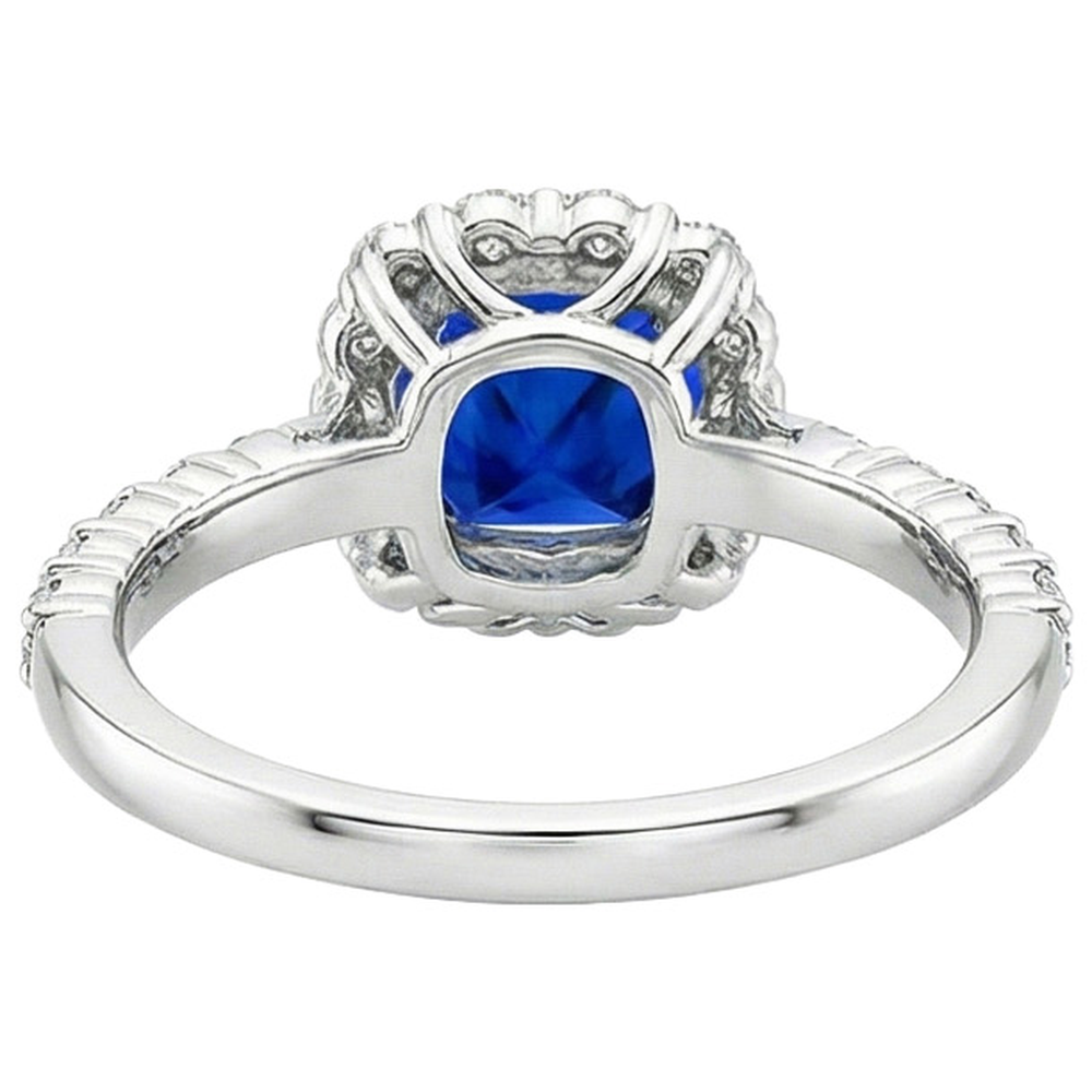 Aus der Erde Abgebauter Natürlicher Diamant Halo Edelstein Verlobungsring 3,25 Karat Ceylon Saphir Neu