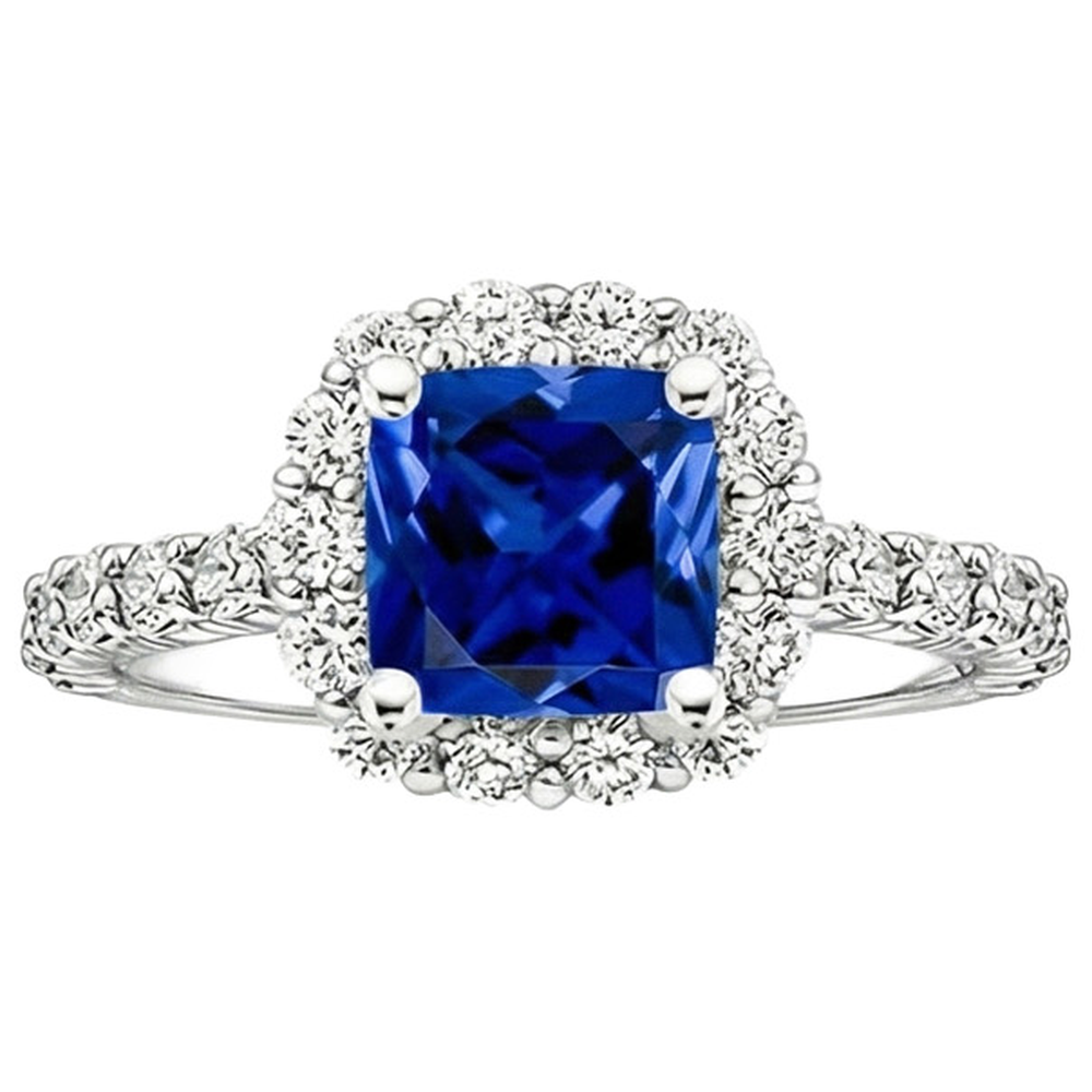 Aus der Erde Abgebauter Natürlicher Diamant Halo Edelstein Verlobungsring 3,25 Karat Ceylon Saphir Neu