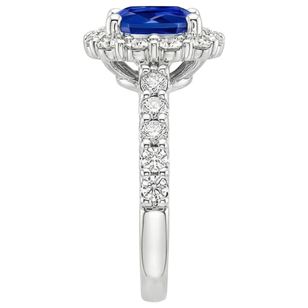 Aus der Erde Abgebauter Natürlicher Diamant Halo Edelstein Verlobungsring 3,25 Karat Ceylon Saphir Neu