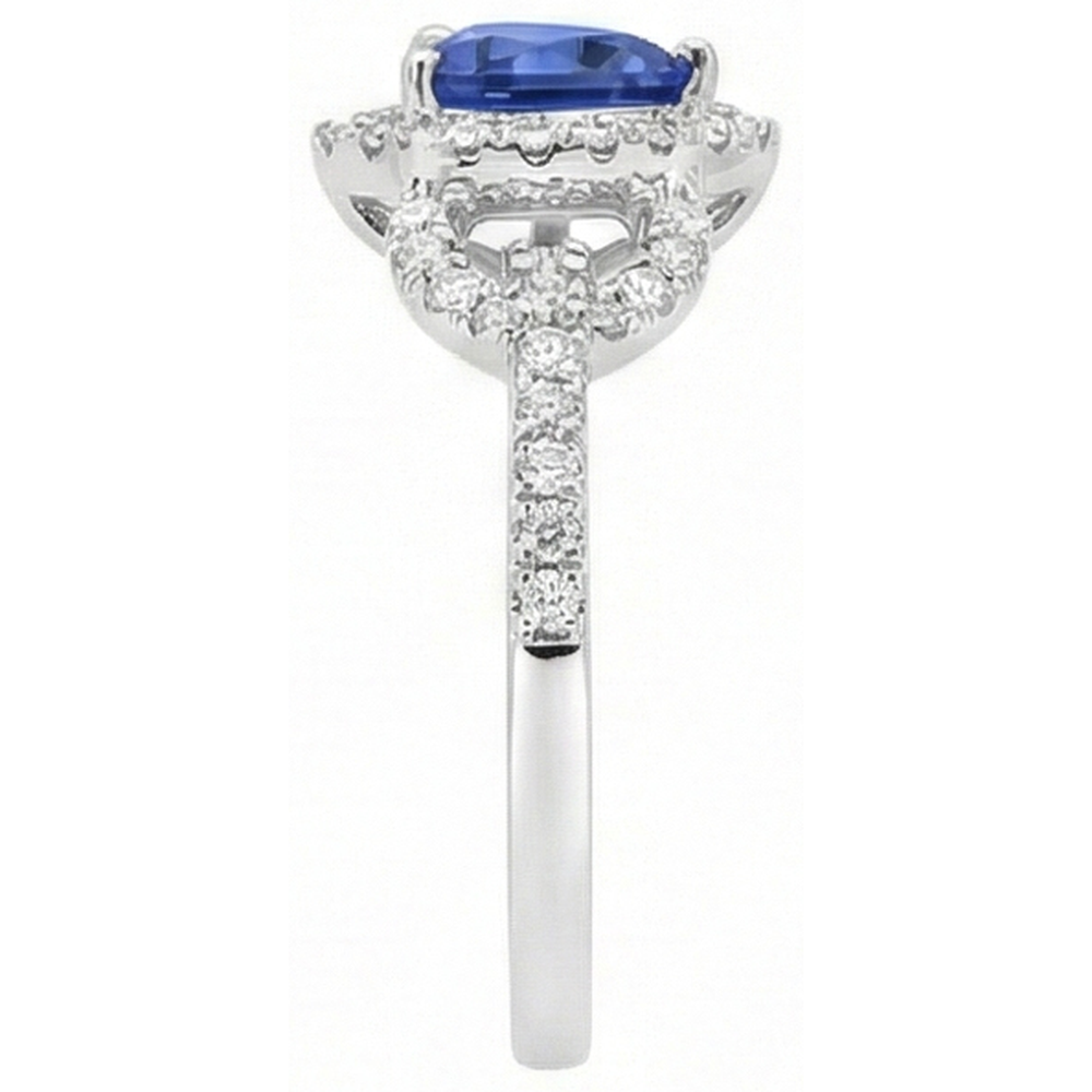 Aus der Erde Abgebauter Natürlicher Diamant Halo Trillion Srilanka Saphir Ring 3 Karat akzentuierter Schmuck