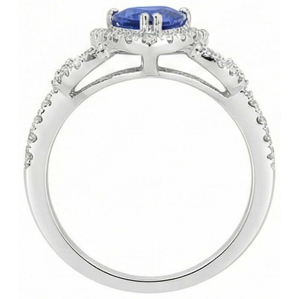 Aus der Erde Abgebauter Natürlicher Diamant Halo Trillion Srilanka Saphir Ring 3 Karat akzentuierter Schmuck