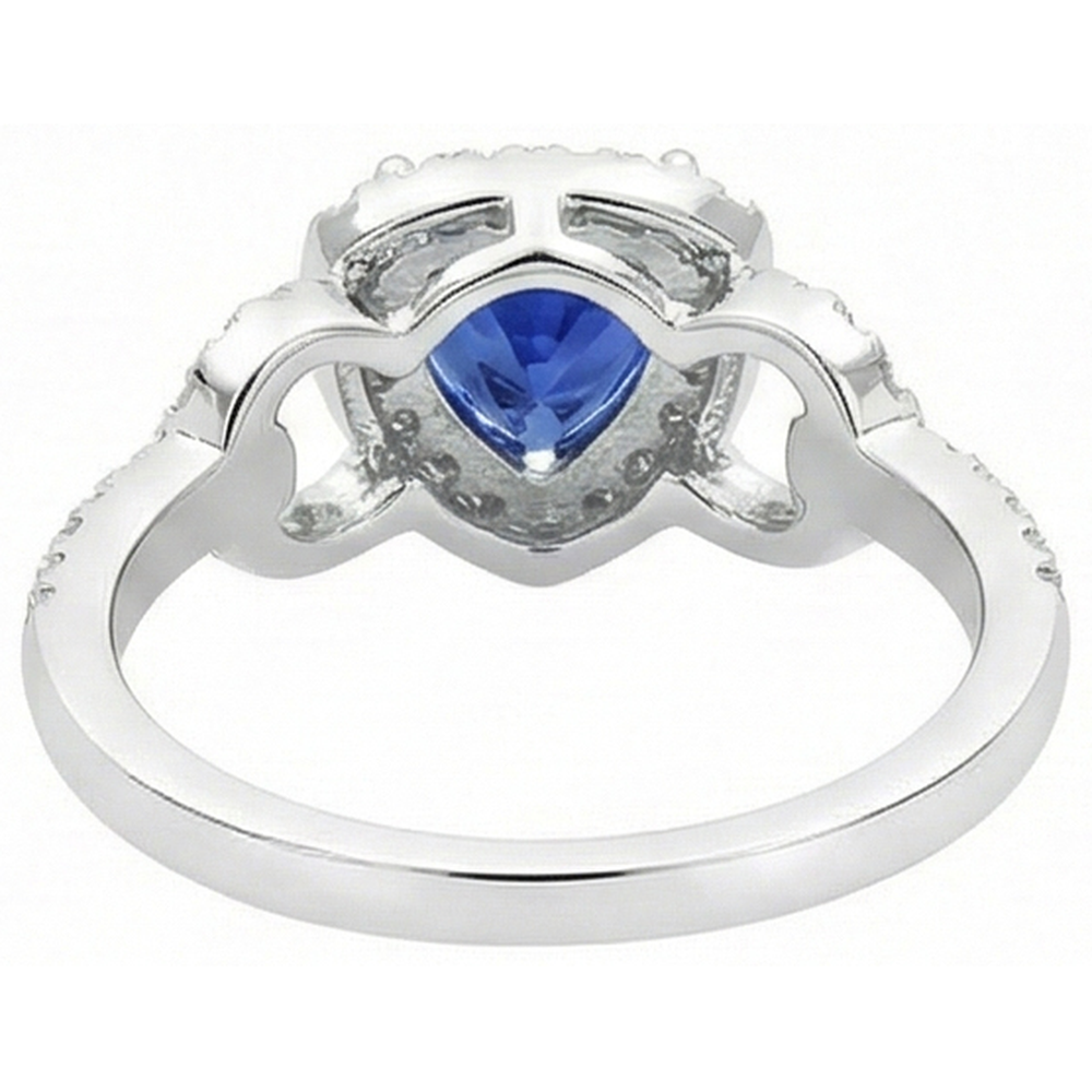 Aus der Erde Abgebauter Natürlicher Diamant Halo Trillion Srilanka Saphir Ring 3 Karat akzentuierter Schmuck