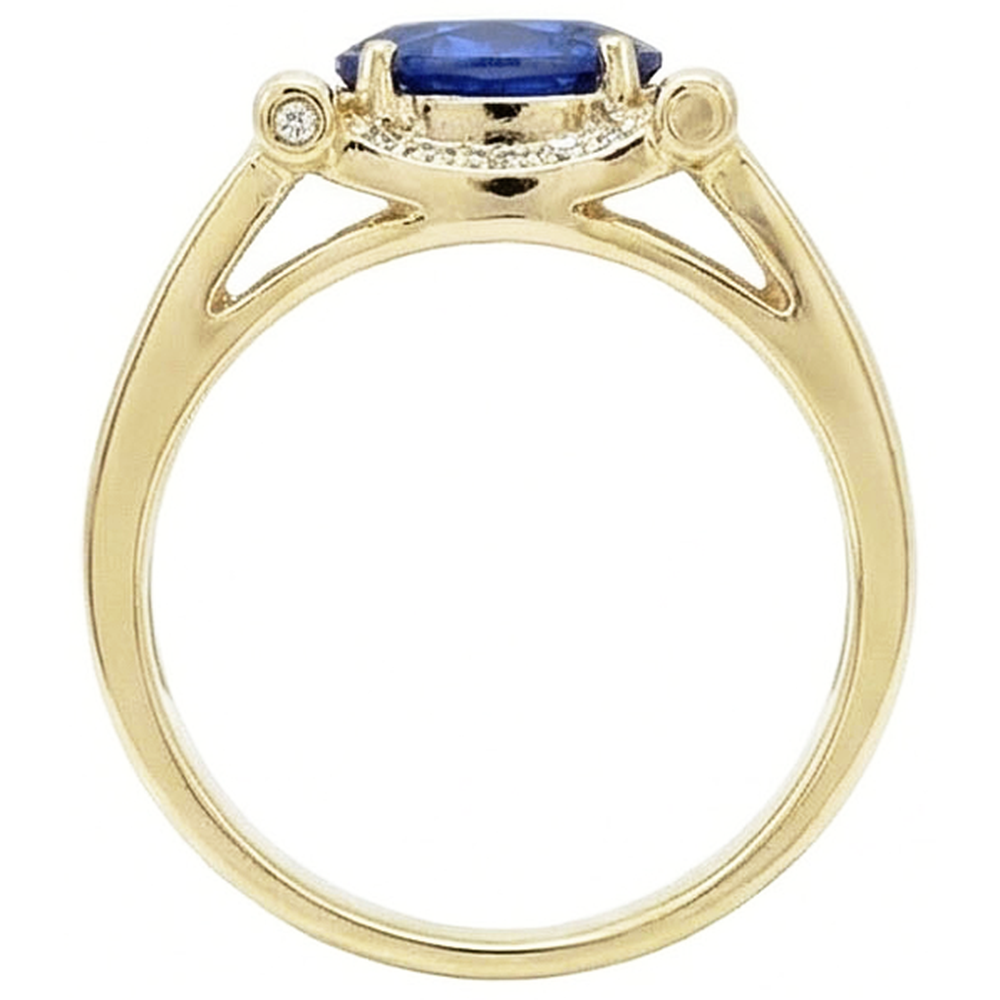 Aus der Erde Abgebauter Natürlicher Diamant Herrenring Ceylon Saphir 2,25 Karat Schmuck Gold 14K