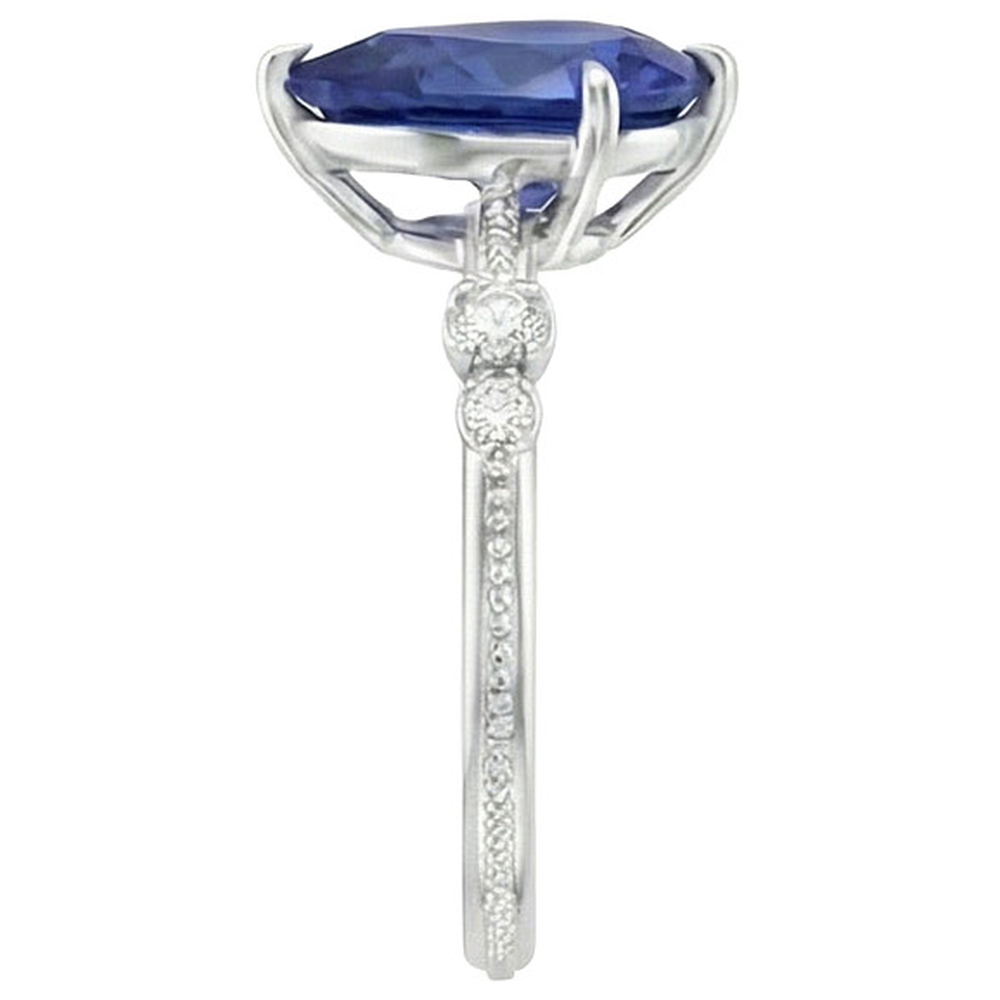 Natürlicher Diamant ( nicht im Labor gezüchtet ) Jubiläumsbirne Ceylon Saphir Ring 5 Steine 2.50 Karat