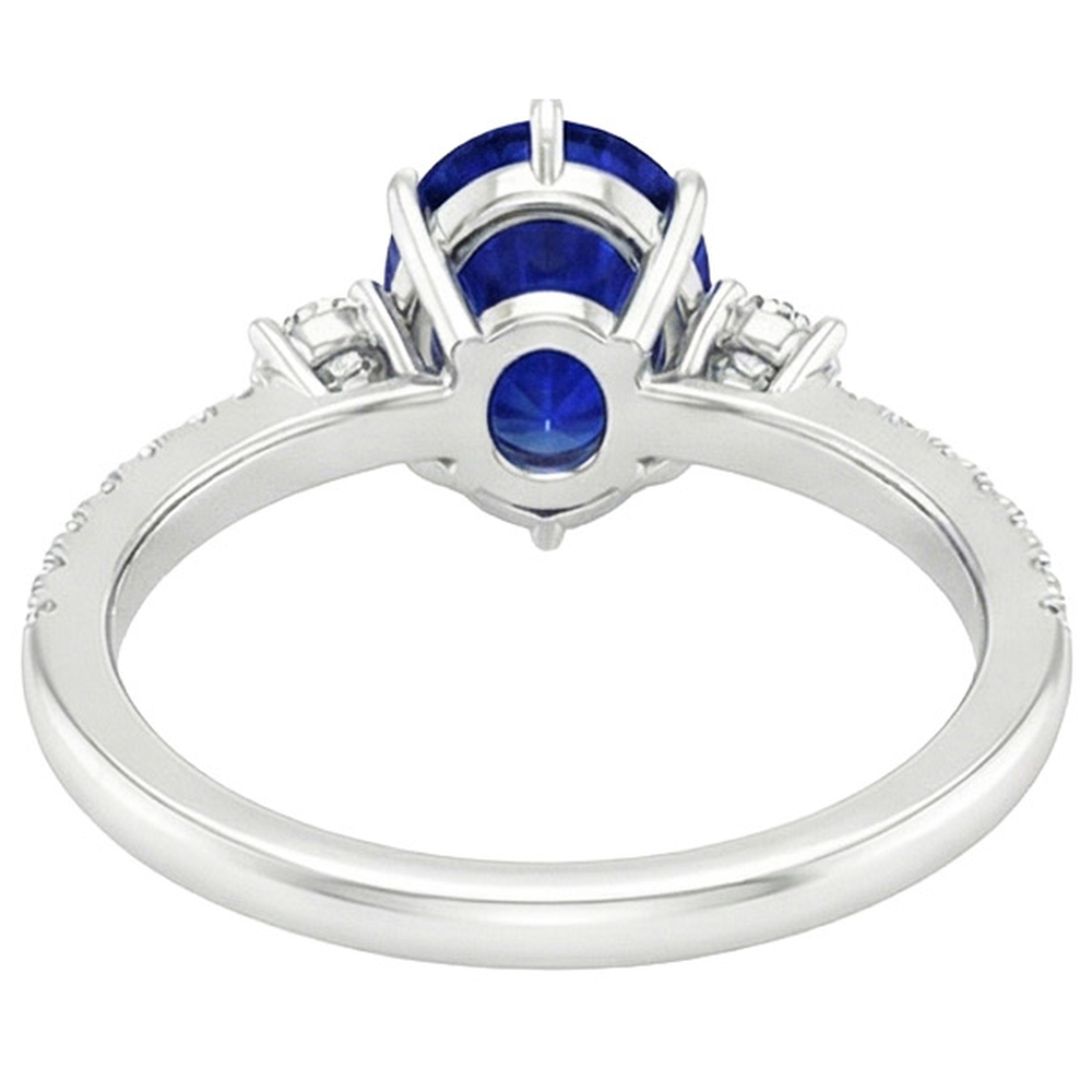 Aus der Erde Abgebauter Natürlicher Diamant Jubiläumsring Birne Blauer Saphir 3 Steine Stil 5.50 Karat