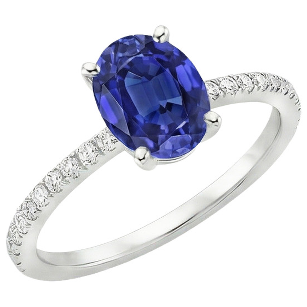 Aus der Erde Abgebauter Natürlicher Diamant-Jubiläumsring Oval Blauer Saphir Mit Akzenten 5 Karat