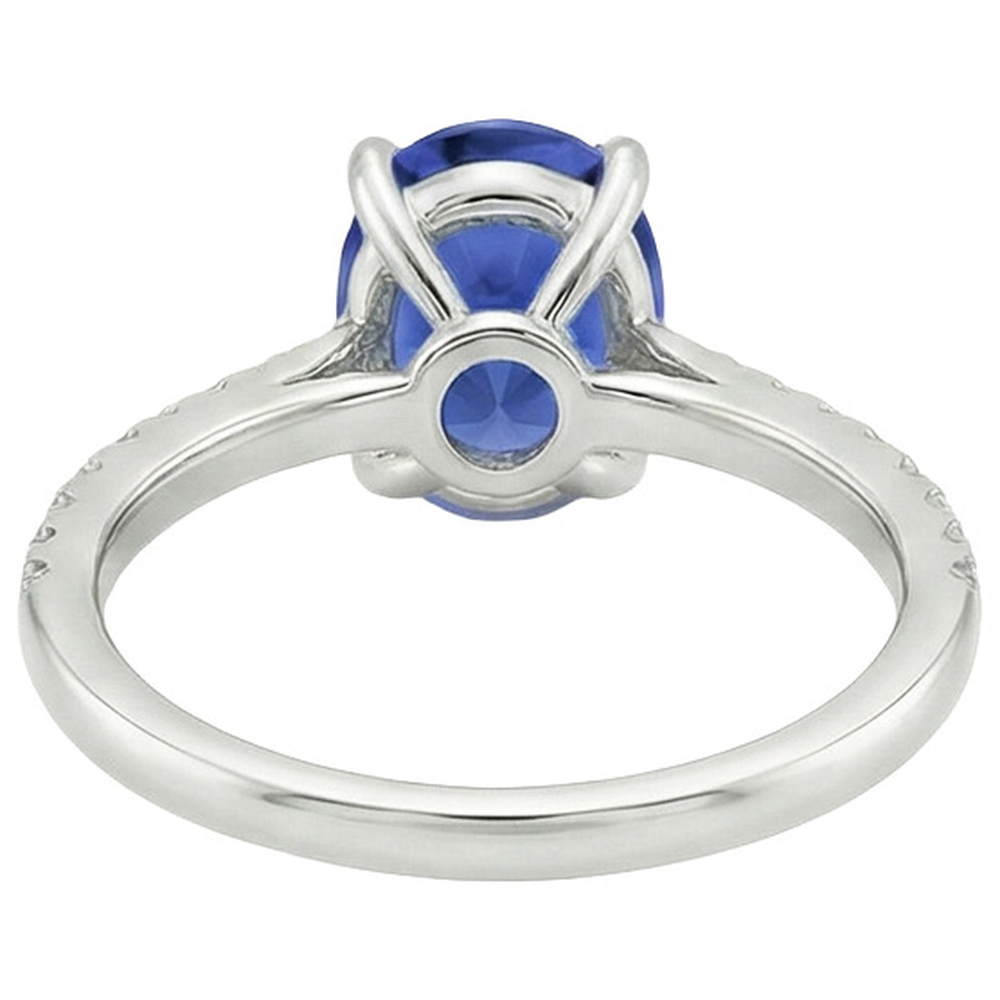 Aus der Erde Abgebauter Natürlicher Diamant-Jubiläumsring Oval Blauer Saphir Mit Akzenten 5 Karat
