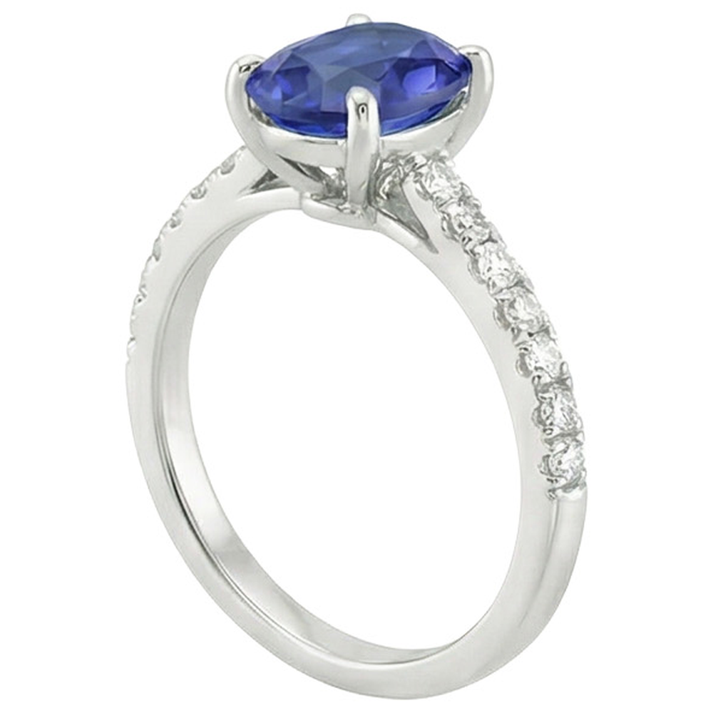 Aus der Erde Abgebauter Natürlicher Diamant-Jubiläumsring Oval Blauer Saphir Mit Akzenten 5 Karat