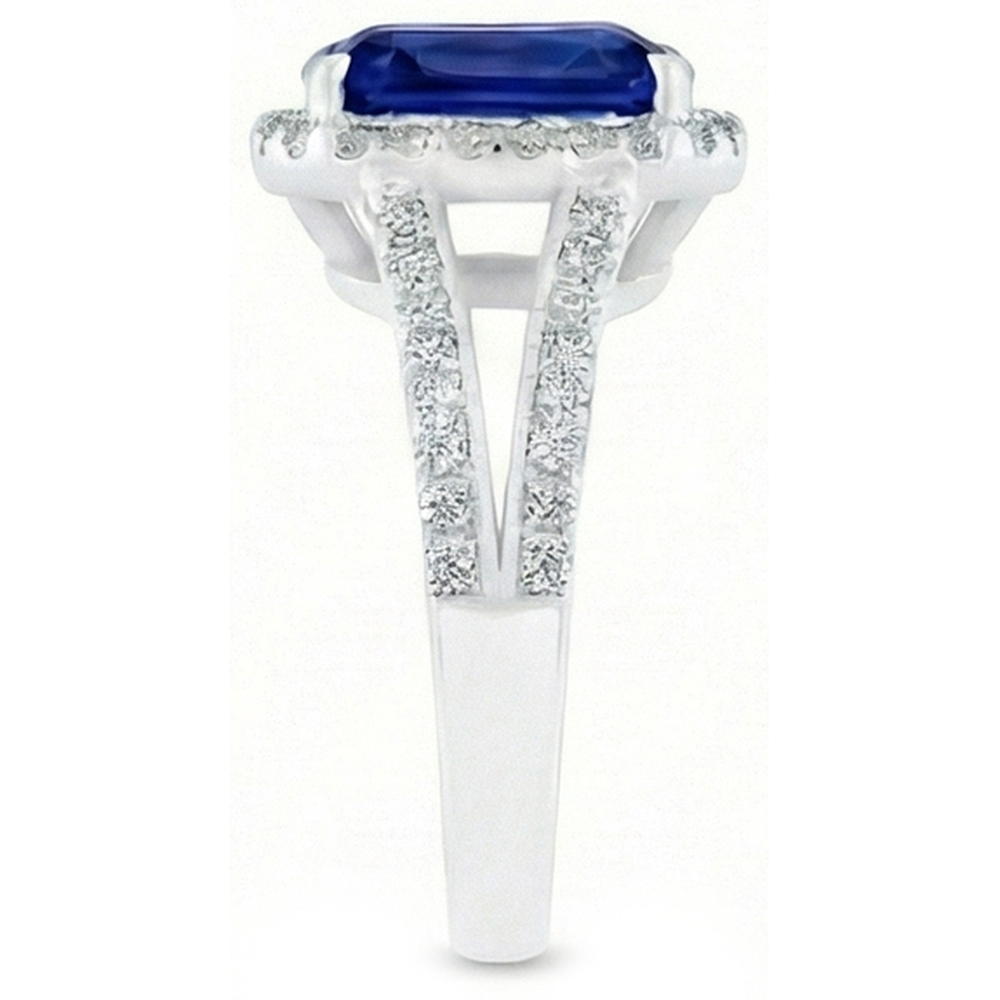 Natürlicher Diamant ( nicht im Labor gezüchtet )-Jubiläumsring Radiant Cut Saphir Split Shank 5,50 Karat