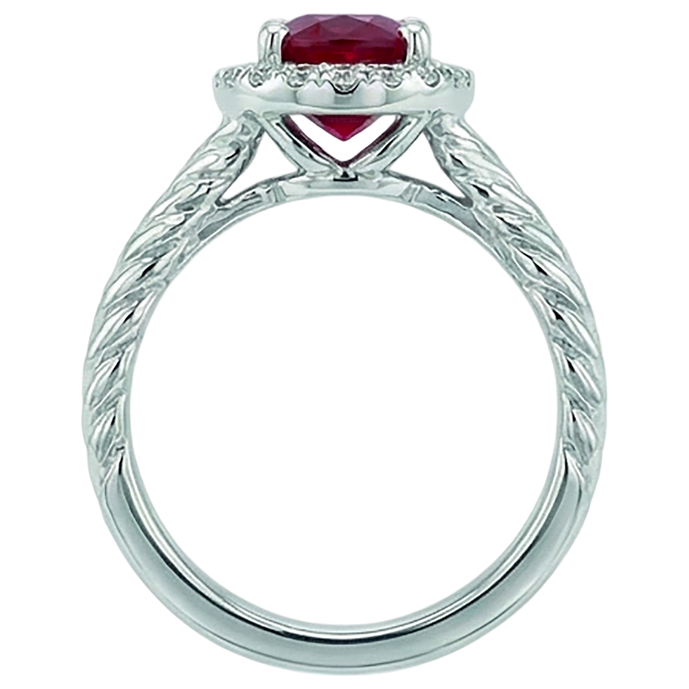 Aus der Erde Abgebauter Natürlicher Diamant Oval Rubin Edelstein Ring 1,16 Karat Weißgold 14K