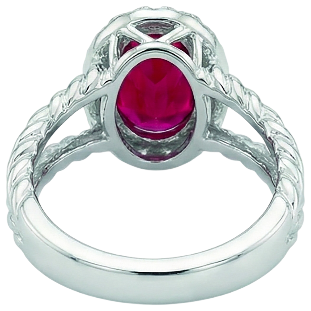 Aus der Erde Abgebauter Natürlicher Diamant Oval Rubin Edelstein Ring 1,16 Karat Weißgold 14K