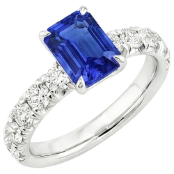 Aus der Erde Abgebauter Natürlicher Diamant Pave Fassung Ring Smaragd Ceylon Saphir 5 Karat