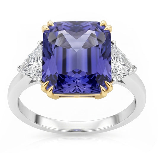 Aus der Erde Abgebauter Natürlicher Diamant-Saphir-Verlobungsring mit 7 Karat