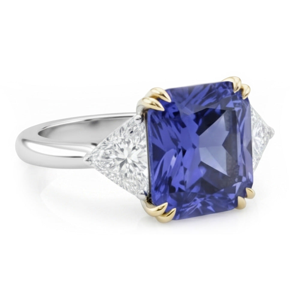 Aus der Erde Abgebauter Natürlicher Diamant-Saphir-Verlobungsring mit 7 Karat