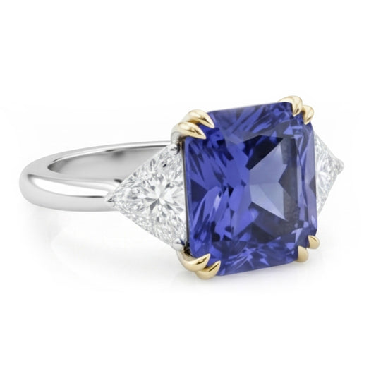 Aus der Erde Abgebauter Natürlicher Diamant-Saphir-Verlobungsring mit 7 Karat