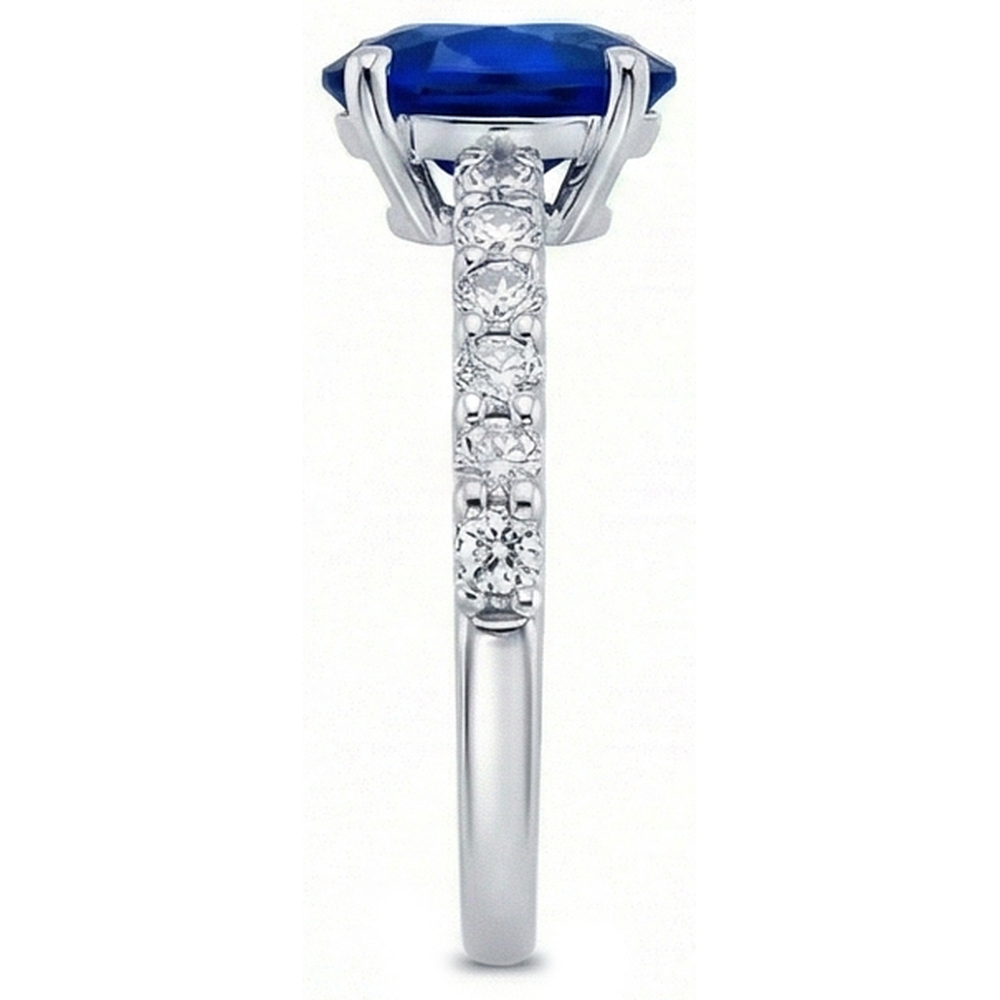 Natürlicher Diamant ( nicht im Labor gezüchtet ) Solitaire Oval Srilanka Saphir Ring mit Akzenten 4,50 Karat