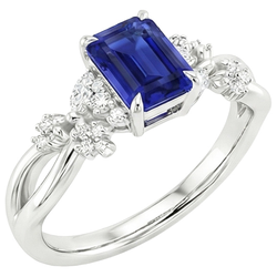 Aus der Erde Abgebauter Natürlicher Diamant-Solitärring mit Akzenten Smaragdblauer Saphir 4 Karat