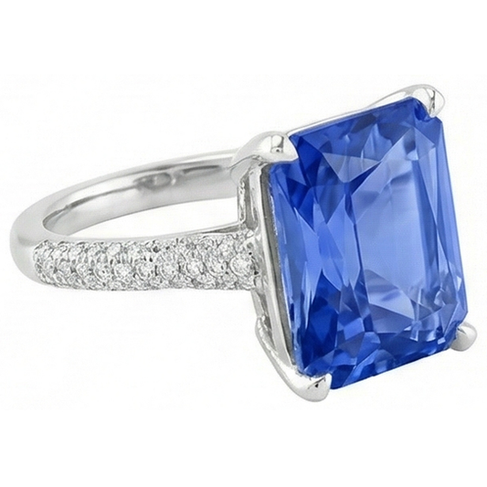 Natürlicher Diamant ( nicht im Labor gezüchtet )-Verlobungsring 5 Karat Strahlender Saphir Edelsteinschmuck