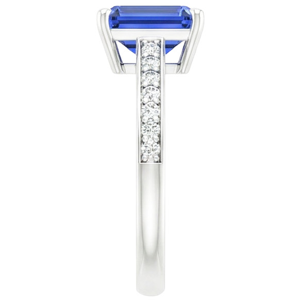 Aus der Erde Abgebauter Natürlicher Diamant-Verlobungsring Blauer Saphir & Pavé-Set Aus der Erde Abgebauter Natürlicher Diamanten 3,50 Karat