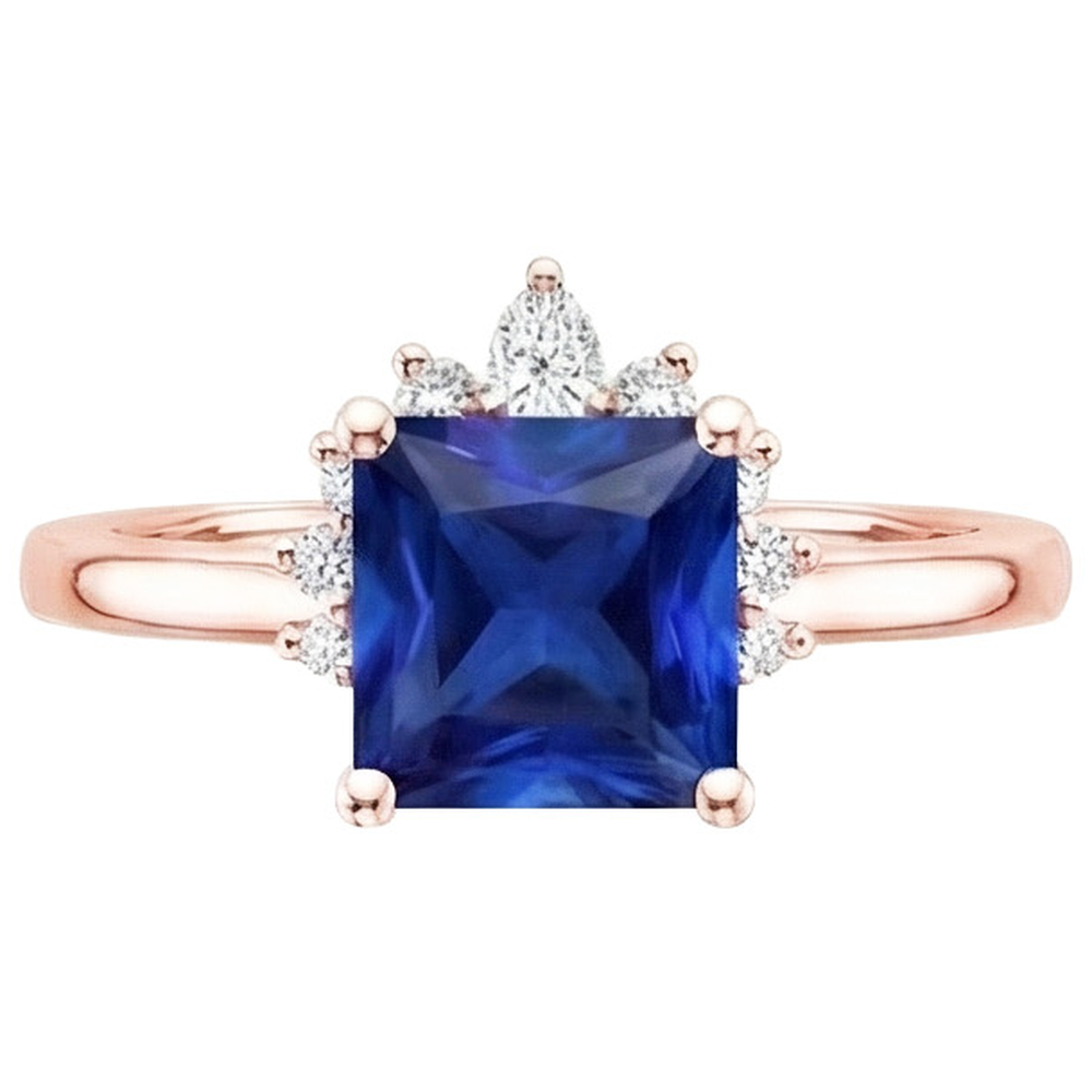 echter princess diamant 5.50Karat ring Profilansicht