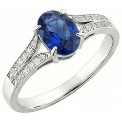 Aus der Erde Abgebauter Natürlicher Diamant-Verlobungsring Oval Blue Saphir Split Shank 3,50 Karat Neu
