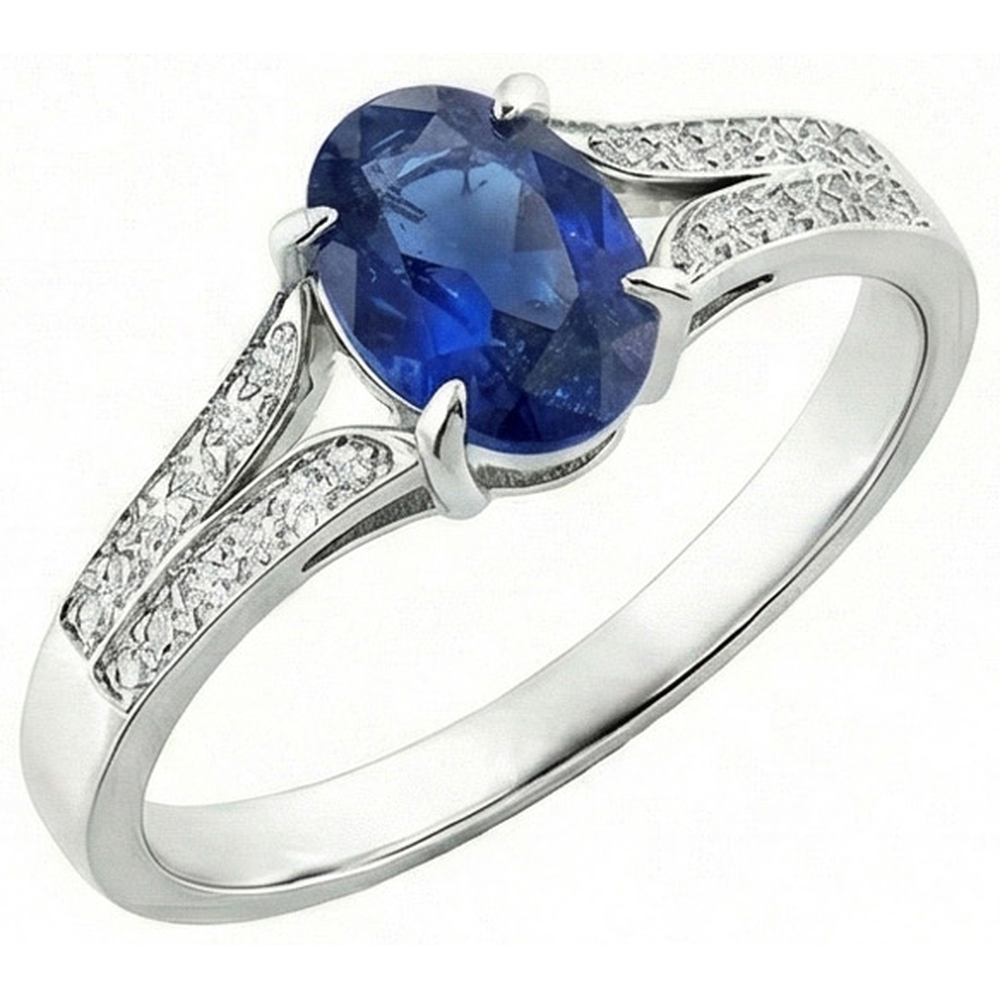 Aus der Erde Abgebauter Natürlicher Diamant-Verlobungsring Oval Blue Saphir Split Shank 3,50 Karat Neu