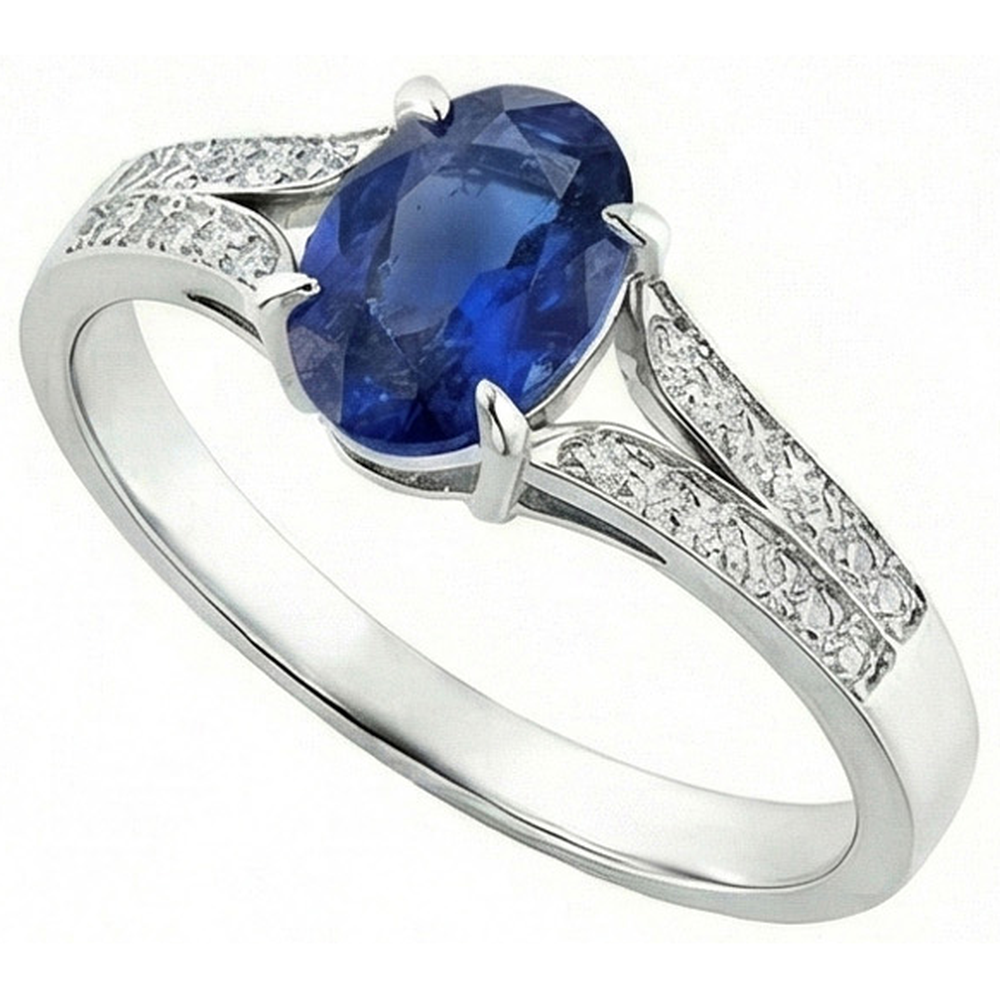 Aus der Erde Abgebauter Natürlicher Diamant-Verlobungsring Oval Blue Saphir Split Shank 3,50 Karat Neu