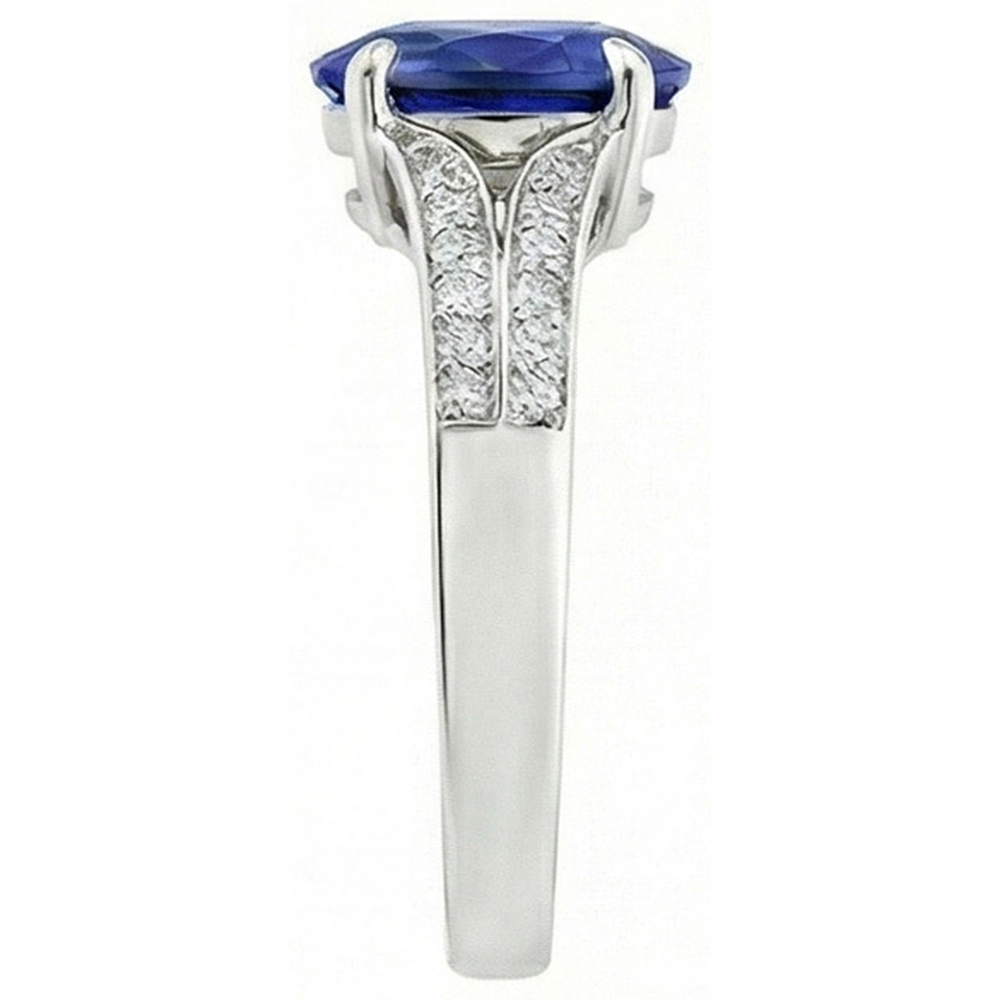 Aus der Erde Abgebauter Natürlicher Diamant-Verlobungsring Oval Blue Saphir Split Shank 3,50 Karat Neu