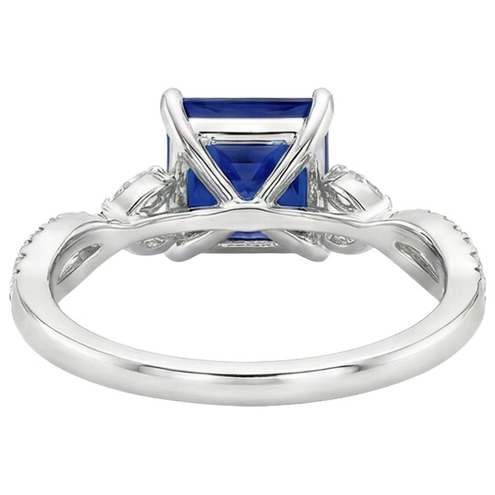 Aus der Erde Abgebauter Natürlicher Diamant-Verlobungsring Prinzessin Sri Lanka Saphir & Akzente 6 Karat