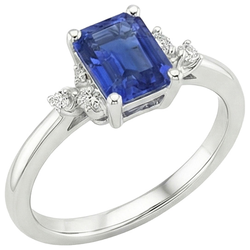 Aus der Erde Abgebauter Natürlicher Diamant-Verlobungsring Smaragd mit Akzenten blauer Saphir 4 Karat