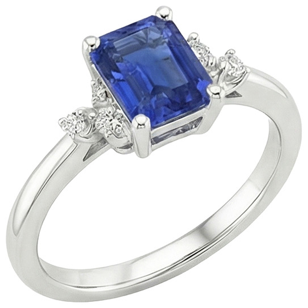 Aus der Erde Abgebauter Natürlicher Diamant-Verlobungsring Smaragd mit Akzenten blauer Saphir 4 Karat