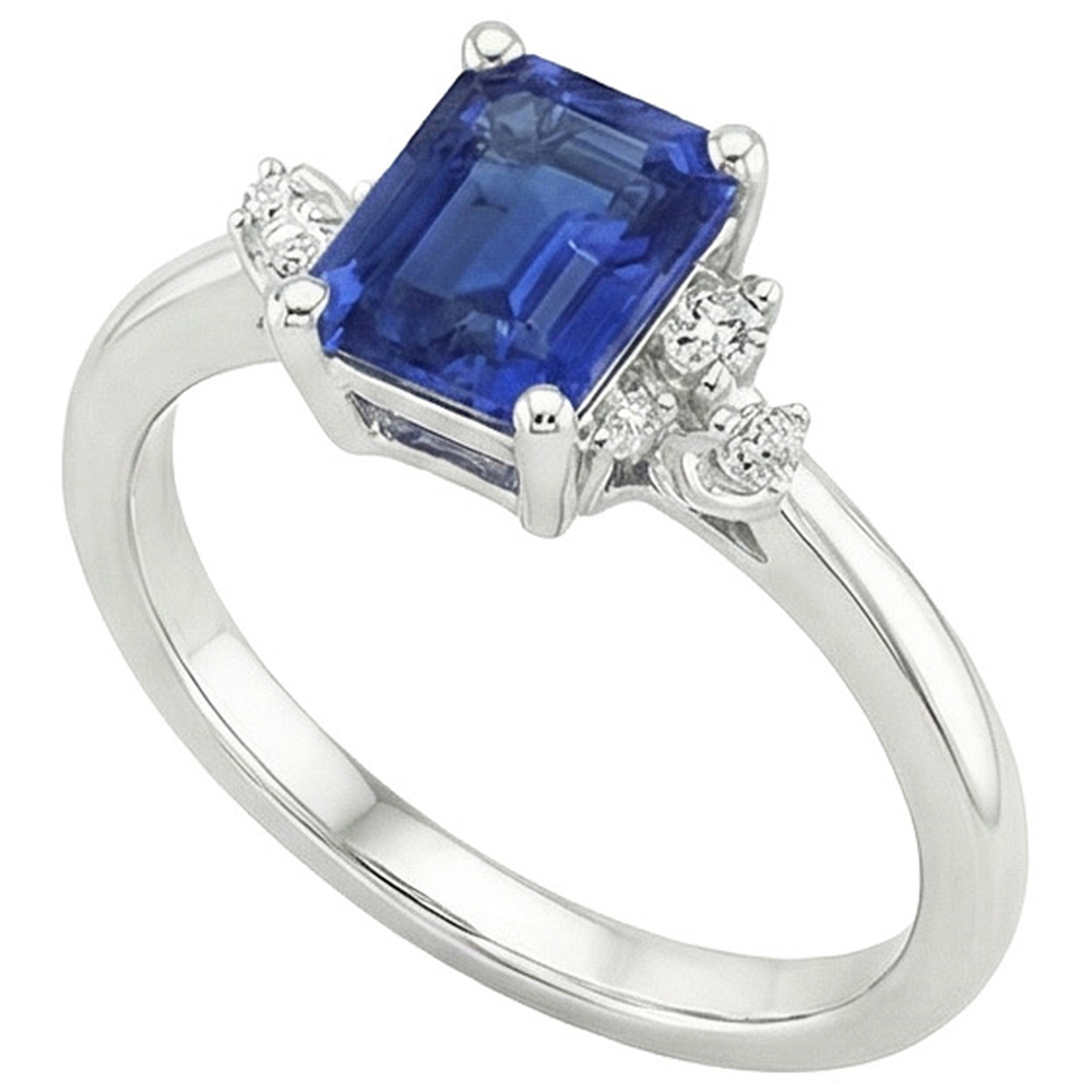 Aus der Erde Abgebauter Natürlicher Diamant-Verlobungsring Smaragd mit Akzenten blauer Saphir 4 Karat
