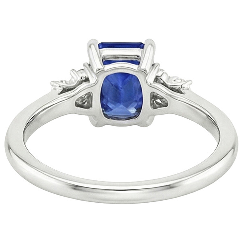 Aus der Erde Abgebauter Natürlicher Diamant-Verlobungsring Smaragd mit Akzenten blauer Saphir 4 Karat